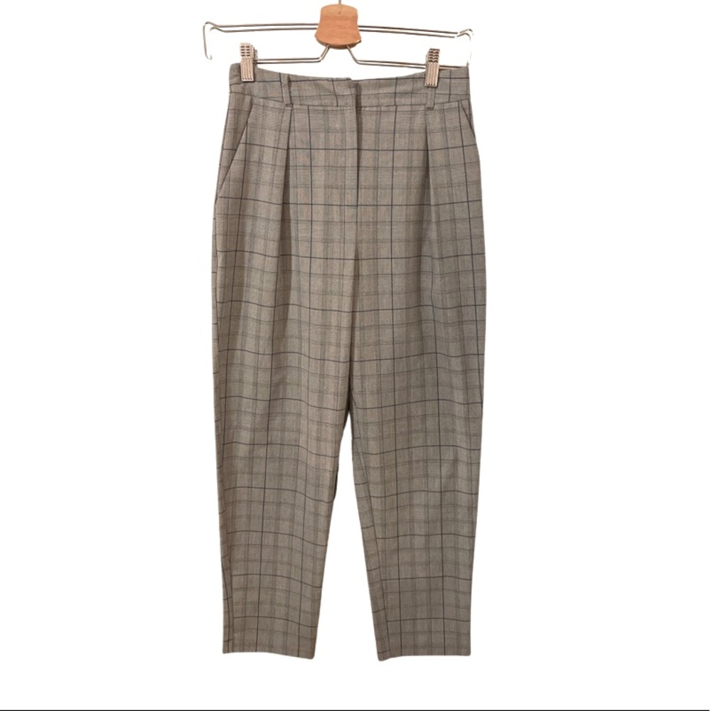Topshop Gray Plaid Trousers